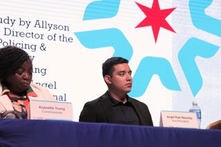 Commissioner Angel Rubi Navarijo at the meeting.