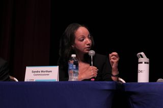 CCPSA commissioner and Chicago Police Memorial Board Foundation executive president Sandra Wortham at the meeting.